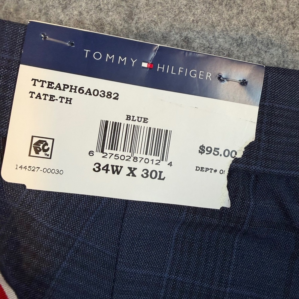 Tommy Hilfiger THFlex Tate-TH Blue Plaid Dress Pants Mens 34W x 30L TTEAPH6A0382 - Picture 2 of 9